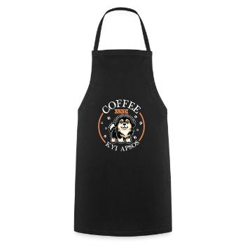 Café et Kyi Apso tibétain - Tablier de cuisine - noir - Devant - AI Model Male 185 dark (185cm)