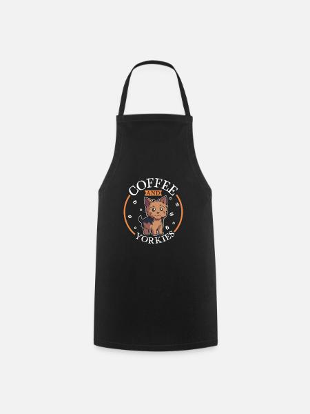Kaffee und Yorkshire Terrier - Kochschürze - Schwarz