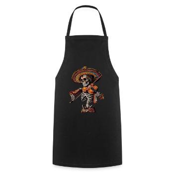 Squelette de violon mexicain - Tablier de cuisine - noir - Devant - AI Model Male 185 dark (185cm)