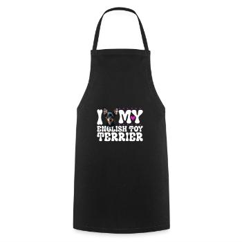 J’adore mon Toy Terrier anglais - Tablier de cuisine - noir - Devant - AI Model Male 185 dark (185cm)