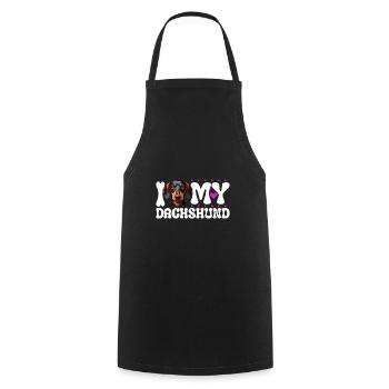 J'aime mon teckel - Tablier de cuisine - noir - Devant - AI Model Male 185 dark (185cm)
