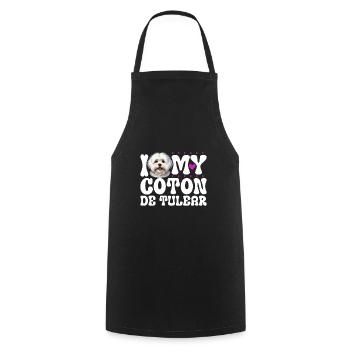 J'adore mon Coton de Tuléar - Tablier de cuisine - noir - Devant - AI Model Male 185 dark (185cm)