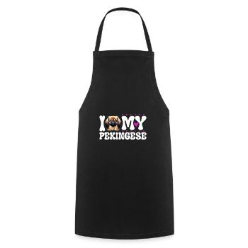 J’adore mes Pékinois - Tablier de cuisine - noir - Devant - AI Model Male 185 dark (185cm)