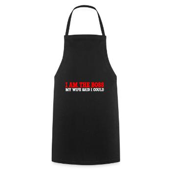 Je suis le patron - Ma femme a dit que je pouvais avoir 8 ans - Tablier de cuisine - noir - Devant - AI Model Male 185 dark (185cm)