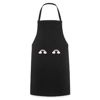 Brüste gezeichnet aus Regenbogen Wolke Geschenk - Kochschürze - Schwarz - Vorne - AI Model Male 185 dark (185cm)