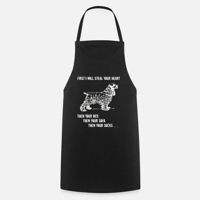 Spaniel First I Will Steal Your Heart - Cooking Apron - black