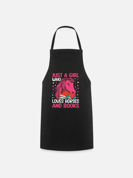 Just A Girl Who Loves Horses und Buch - - Kochschürze - Schwarz