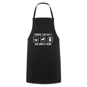 Je pense que je fais 24 heures sur 24, 7 jours sur 7, 365 jours par an - bière - - Tablier de cuisine - noir - Devant - AI Model Male 185 dark (185cm)