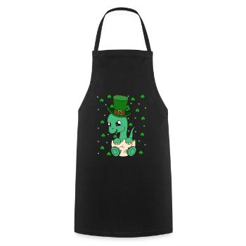 Dinosaur St. Patrick's Day Dino - Cooking Apron - black - Front - AI Model Male 185 dark (185cm)