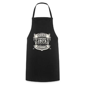 February born 1973 50th birthday gift man - Cooking Apron - black - Front - AI Model Male 185 dark (185cm)