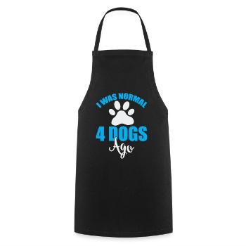 Vor 4 Hunden war ich normal - Blau und Weiß - Kochschürze - Schwarz - Vorne - AI Model Male 185 dark (185cm)