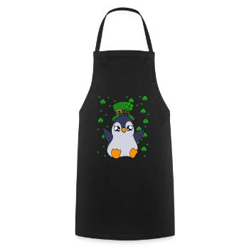 Cute Penguin Shamrocks Saint Patrick's Day Penguin - Cooking Apron - black - Front - AI Model Male 185 dark (185cm)