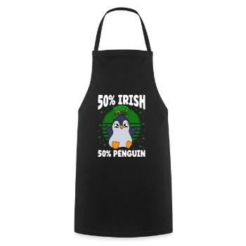 Cute Penguin Shamrocks Saint Patrick's Day Penguin - Cooking Apron - black - Front - AI Model Male 185 dark (185cm)