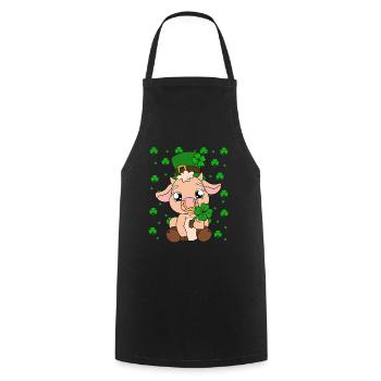 Cute cow shamrocks Saint Patrick's Day - Cooking Apron - black - Front - AI Model Male 185 dark (185cm)