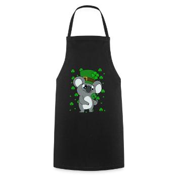 Cute Koala with Hat Saint Patrick's Day - Cooking Apron - black - Front - AI Model Male 185 dark (185cm)