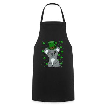 Cute Koala with Hat Saint Patrick's Day - Cooking Apron - black - Front - AI Model Male 185 dark (185cm)