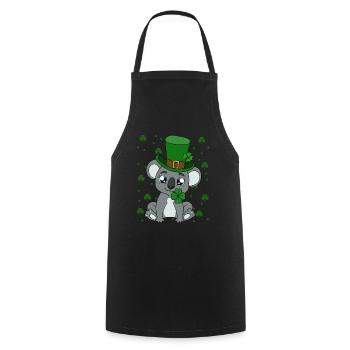 Cute Koala with Hat Saint Patrick's Day - Cooking Apron - black - Front - AI Model Male 185 dark (185cm)