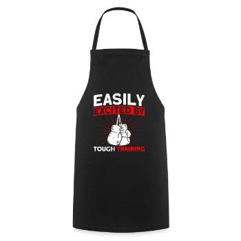 Facilement excité par un cadeau de boxe d’entraînement dur - Tablier de cuisine - noir - Devant - AI Model Male 185 dark (185cm)