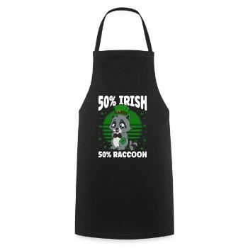 Raccoon Clover Leaves Saint Patrick's Day - Cooking Apron - black - Front - AI Model Male 185 dark (185cm)