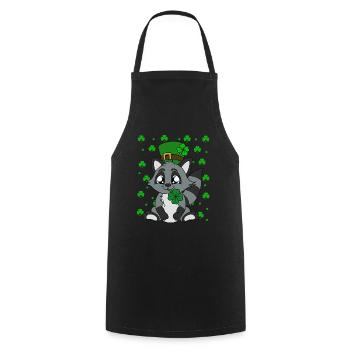 Waschbär Kleeblätter Saint Patrick's Day - Kochschürze - Schwarz - Vorne - AI Model Male 185 dark (185cm)