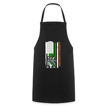 Waschbär Kleeblätter Saint Patrick's Day - Kochschürze - Schwarz - Vorne - AI Model Male 185 dark (185cm)