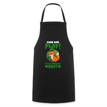 Cute Fox Clover St. Patrick's Day - Cooking Apron - black - Front - AI Model Male 185 dark (185cm)