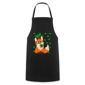 Cute Fox Clover St. Patrick's Day - Cooking Apron - black - Front - AI Model Male 185 dark (185cm)