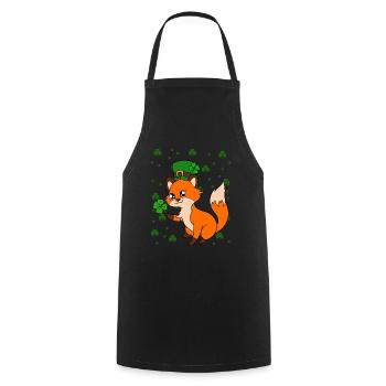 Cute Fox Clover St. Patrick's Day - Cooking Apron - black - Front - AI Model Male 185 dark (185cm)