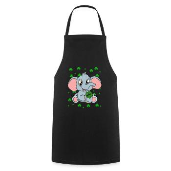 Cute elephant shamrocks St. Patrick's Day - Cooking Apron - black - Front - AI Model Male 185 dark (185cm)