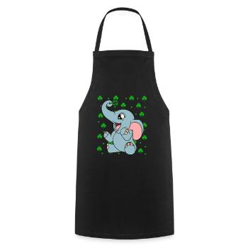 Mignons trèfles d’éléphants Fête de la Saint-Patrick - Tablier de cuisine - noir - Devant - AI Model Male 185 dark (185cm)