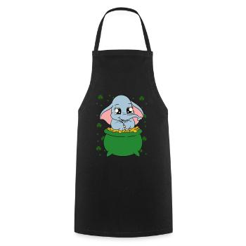 Mignons trèfles d’éléphants Fête de la Saint-Patrick - Tablier de cuisine - noir - Devant - AI Model Male 185 dark (185cm)