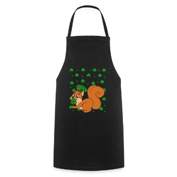 Squirrel Clover St. Patrick's Day - Cooking Apron - black - Front - AI Model Male 185 dark (185cm)