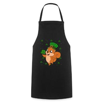 Eichhörnchen Kleeblätter St. Patrick's Day - Kochschürze - Schwarz - Vorne - AI Model Male 185 dark (185cm)