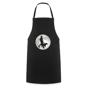 Full moon - woman with dog - - Cooking Apron - black - Front - AI Model Male 185 dark (185cm)
