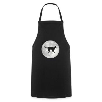 Pleine Lune - Chat - - Tablier de cuisine - noir - Devant - AI Model Male 185 dark (185cm)
