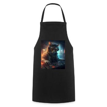 DJ Cat - Cooking Apron - black - Front - AI Model Male 185 dark (185cm)