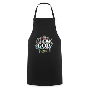 Inspiring Christian Religious Gift - Cooking Apron - black - Front - AI Model Male 185 dark (185cm)