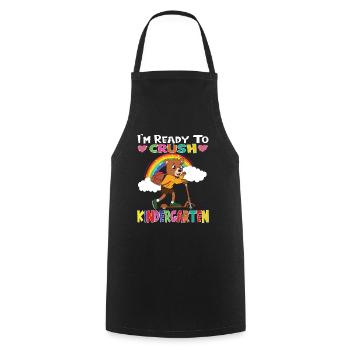 Bear With Scooter I'm Ready To Crush Kindergarten - Cooking Apron - black - Front - AI Model Male 185 dark (185cm)