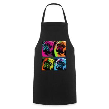 Pug Dog Pop Art - Cooking Apron - black - Front - AI Model Male 185 dark (185cm)