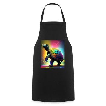 Turtle à la discothèque - Tablier de cuisine - noir - Devant - AI Model Male 185 dark (185cm)