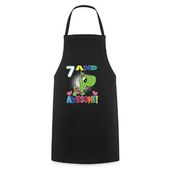 7 Et génial anniversaire T Rex Girl Dinosaur - Tablier de cuisine - noir - Devant - AI Model Male 185 dark (185cm)