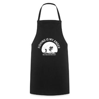 Fishing is my anger management - - Cooking Apron - black - Front - AI Model Male 185 dark (185cm)