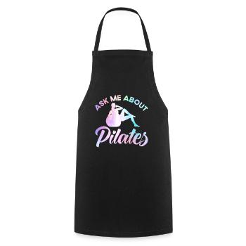 Pilates Posez-moi des questions sur Cadeau Pilates - Tablier de cuisine - noir - Devant - AI Model Male 185 dark (185cm)