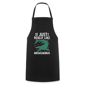 J’aime vraiment Mosasaurus - Tablier de cuisine - noir - Devant - AI Model Male 185 dark (185cm)