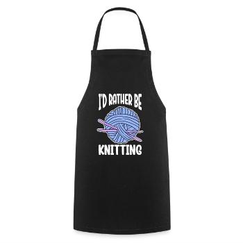 I'd Rather Be Knitting - Cooking Apron - black - Front - AI Model Male 185 dark (185cm)