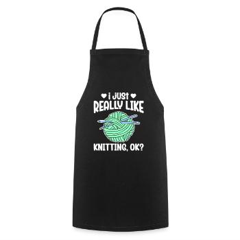 J’aime vraiment tricoter ok - Tablier de cuisine - noir - Devant - AI Model Male 185 dark (185cm)