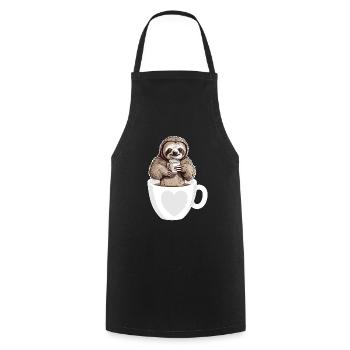 Kaffee Süßes Faultier in einer Kaffeetasse Kaffee trinken - Kochschürze - Schwarz - Vorne - AI Model Male 185 dark (185cm)