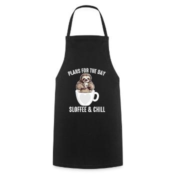 Faultier-Kaffeepläne für den Tag Sloffee und Chill - Kochschürze - Schwarz - Vorne - AI Model Male 185 dark (185cm)