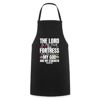 Religious Inspirational Bible Verse Gift - Cooking Apron - black - Front - AI Model Male 185 dark (185cm)