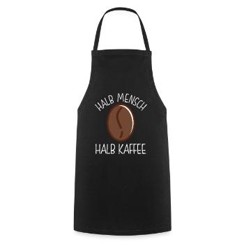 Halb Mensch Halb Kaffee Koffein Witz Spruch - Kochschürze - Schwarz - Vorne - AI Model Male 185 dark (185cm)